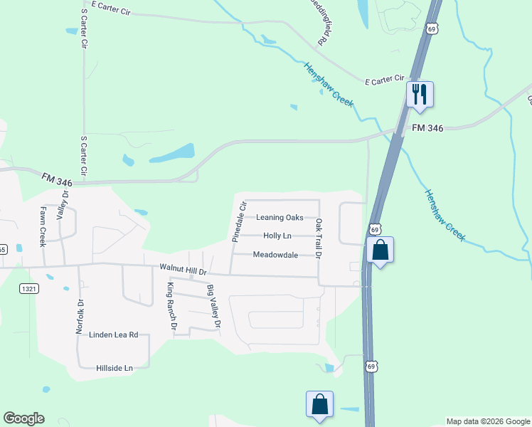 map of restaurants, bars, coffee shops, grocery stores, and more near 4922 Leaning Oaks in Flint