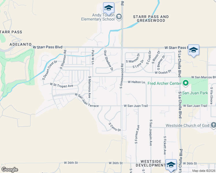 map of restaurants, bars, coffee shops, grocery stores, and more near 1686 South San Marcos Place in Tucson