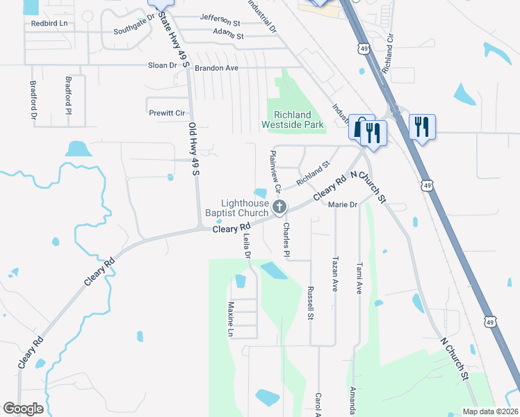 map of restaurants, bars, coffee shops, grocery stores, and more near 602 Plainview Cir in Richland