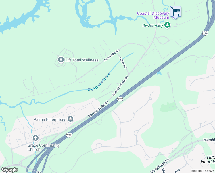 map of restaurants, bars, coffee shops, grocery stores, and more near 9 Butterfly Road in Hilton Head Island