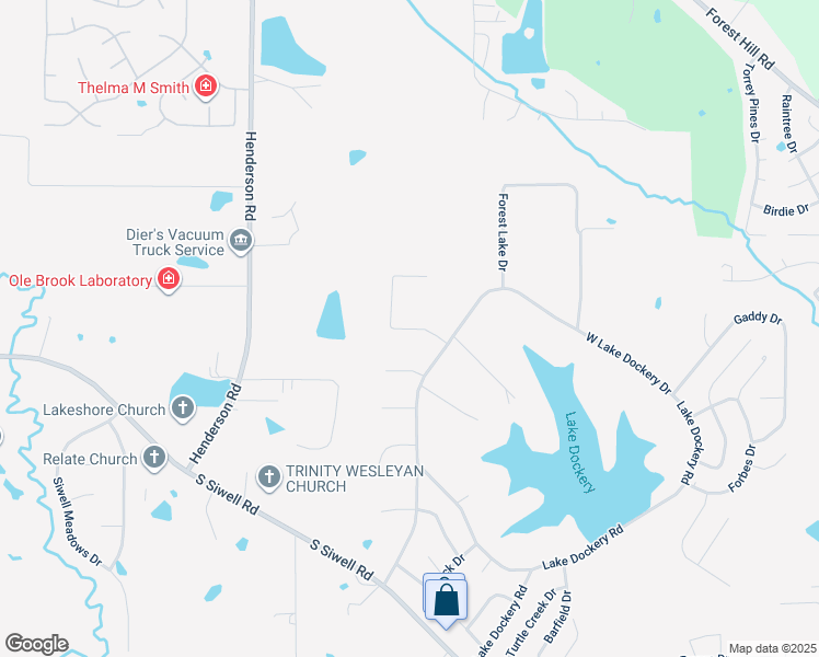 map of restaurants, bars, coffee shops, grocery stores, and more near 709 Forest Woods Drive in Jackson