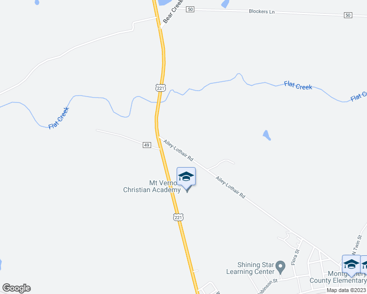 map of restaurants, bars, coffee shops, grocery stores, and more near 332 Ailey-Lothair Road in Mount Vernon