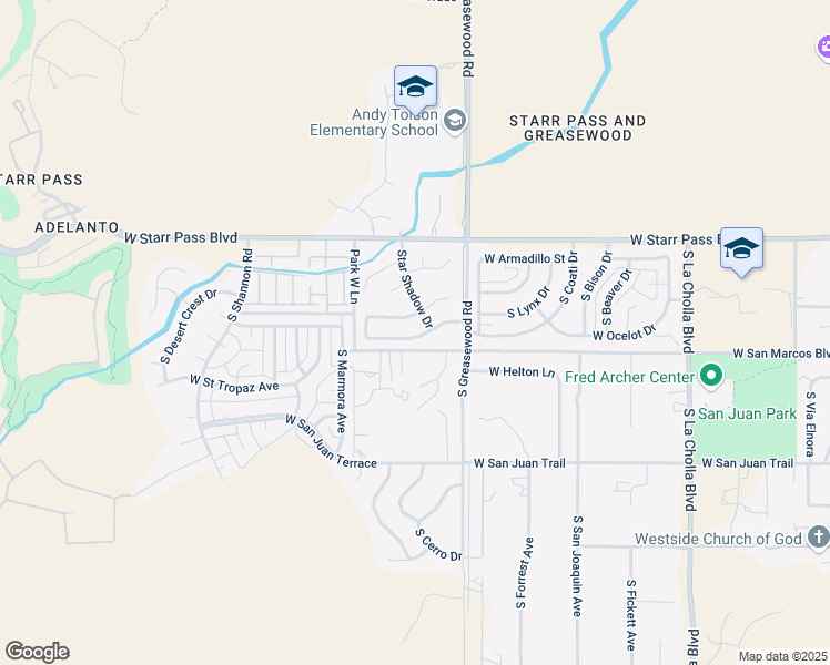 map of restaurants, bars, coffee shops, grocery stores, and more near 2591 West Brandy Crest Drive in Tucson