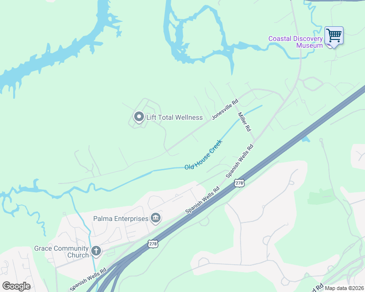 map of restaurants, bars, coffee shops, grocery stores, and more near 16 Walking Horse Street in Hilton Head Island