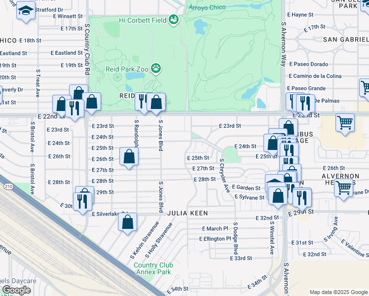 map of restaurants, bars, coffee shops, grocery stores, and more near 1431 South Palo Verde Avenue in Tucson