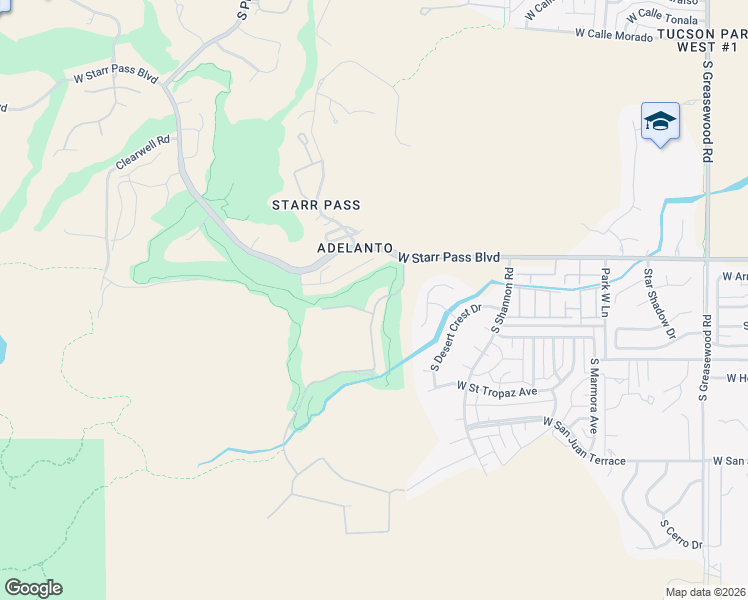 map of restaurants, bars, coffee shops, grocery stores, and more near 1365 South Lost Starr Drive in Tucson