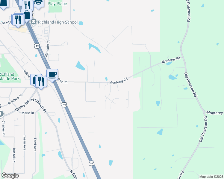 map of restaurants, bars, coffee shops, grocery stores, and more near 2001 Matthews Drive in Richland