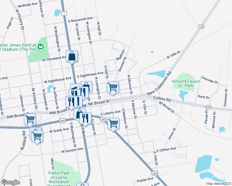 map of restaurants, bars, coffee shops, grocery stores, and more near 249 Wesley Lane in Lyons