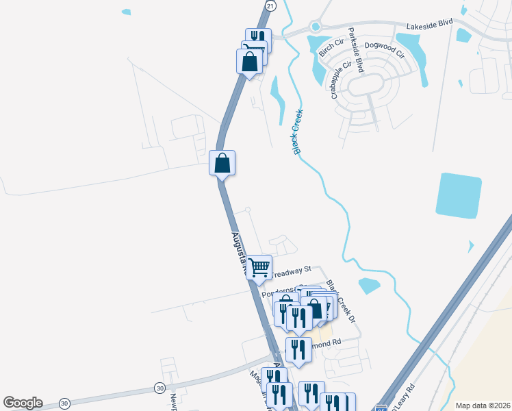 map of restaurants, bars, coffee shops, grocery stores, and more near 7936 Georgia 21 in Port Wentworth