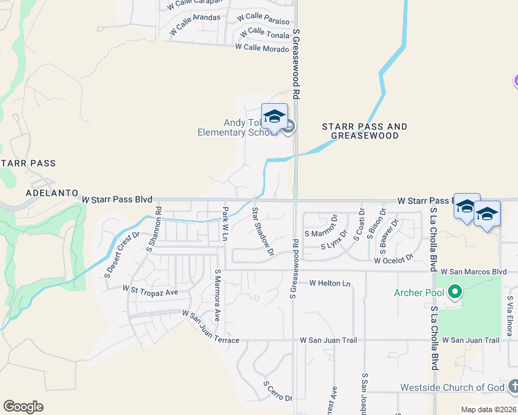 map of restaurants, bars, coffee shops, grocery stores, and more near 1205 Star Shadow Drive in Tucson