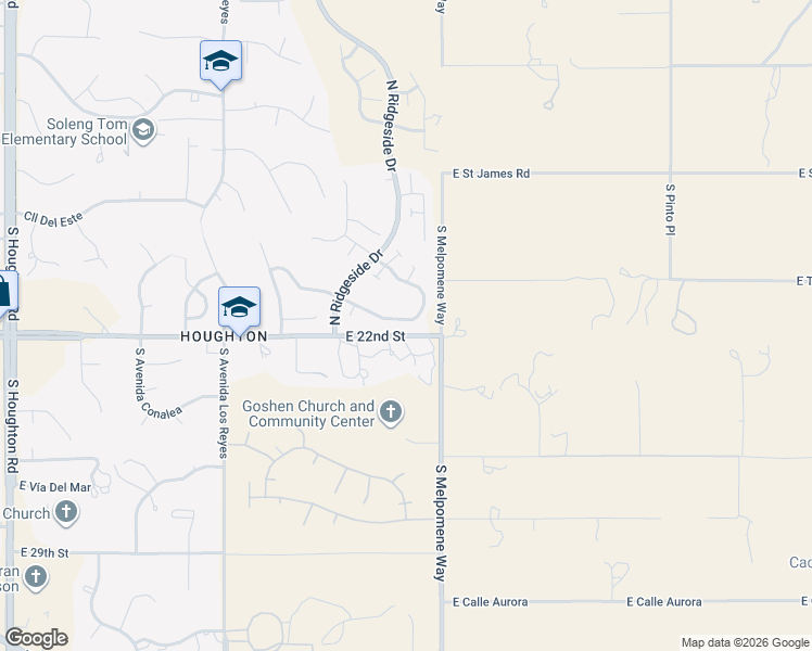 map of restaurants, bars, coffee shops, grocery stores, and more near 1097 South Desert Senna Loop in Tucson