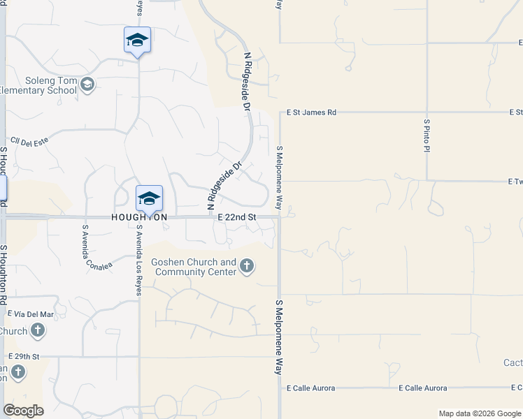 map of restaurants, bars, coffee shops, grocery stores, and more near 1097 South Desert Senna Loop in Tucson