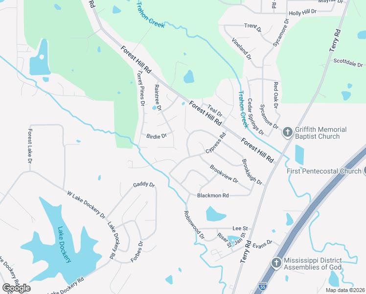 map of restaurants, bars, coffee shops, grocery stores, and more near 5086 Raintree Drive in Jackson