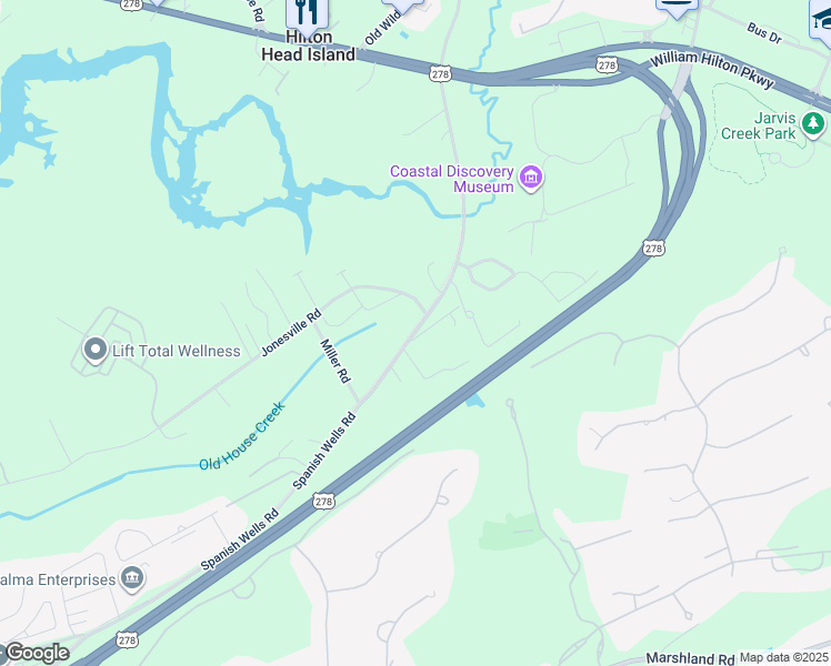 map of restaurants, bars, coffee shops, grocery stores, and more near 83 Thomas Cohen Drive in Hilton Head Island