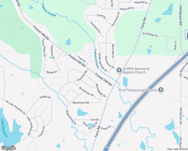 map of restaurants, bars, coffee shops, grocery stores, and more near 5215 Brookleigh Drive in Byram