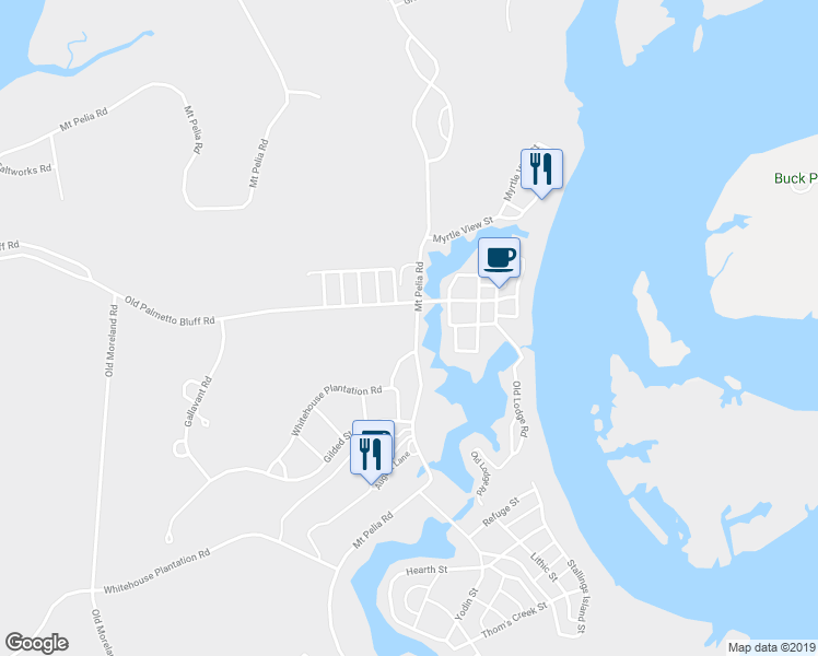 map of restaurants, bars, coffee shops, grocery stores, and more near in Bluffton