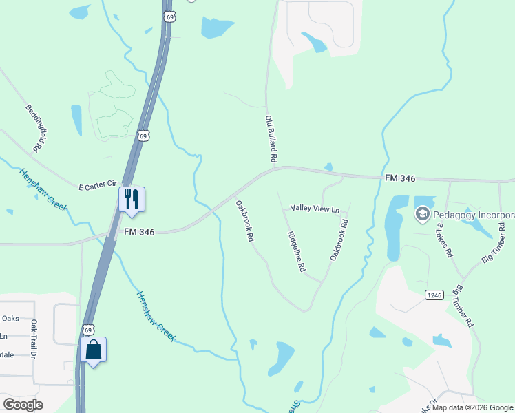 map of restaurants, bars, coffee shops, grocery stores, and more near 18680 Ridgeline Rd in Tyler