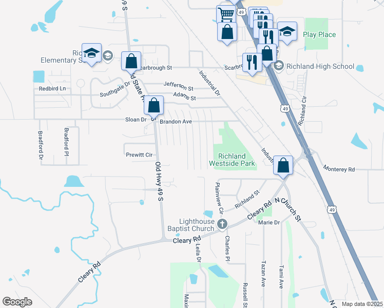 map of restaurants, bars, coffee shops, grocery stores, and more near 120 Lexington Avenue in Richland