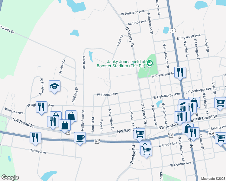 map of restaurants, bars, coffee shops, grocery stores, and more near 195 North Elizabeth Street in Lyons