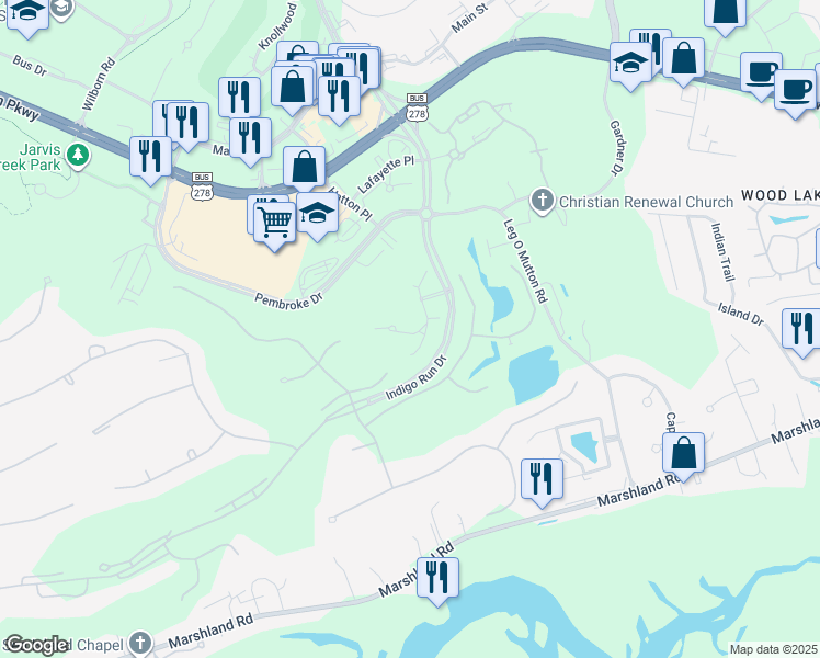 map of restaurants, bars, coffee shops, grocery stores, and more near 15 Indigo Run Drive in Hilton Head Island
