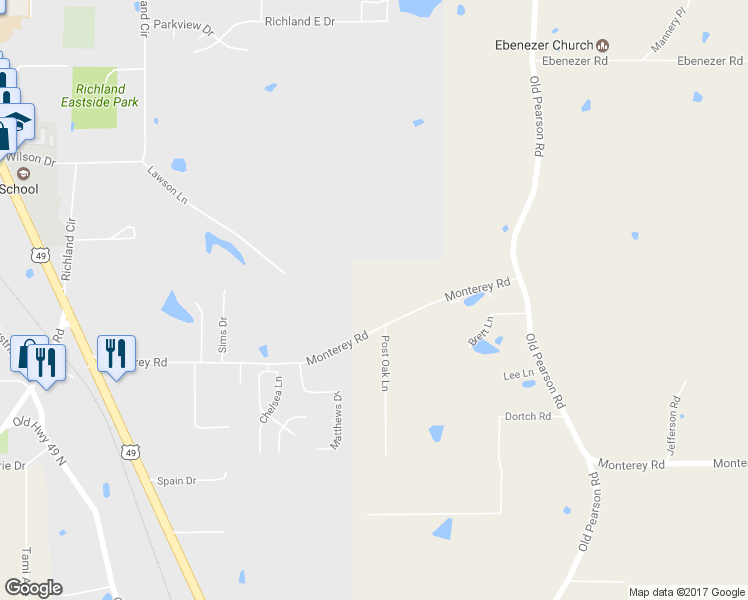 map of restaurants, bars, coffee shops, grocery stores, and more near 453 Monterey Road in Richland