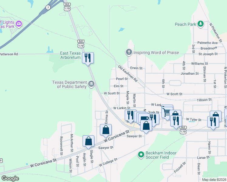map of restaurants, bars, coffee shops, grocery stores, and more near 1015 Elm Street in Athens