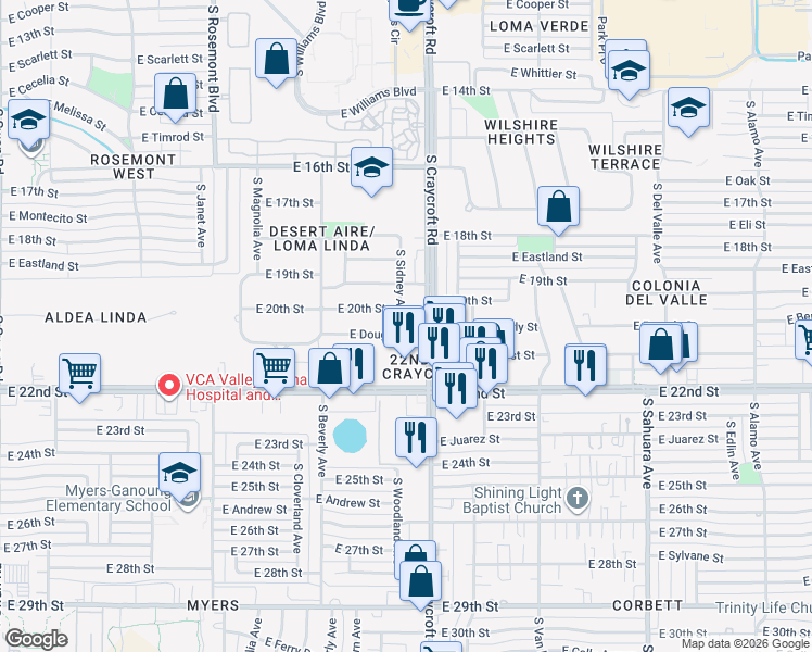 map of restaurants, bars, coffee shops, grocery stores, and more near 1051 South Sidney Avenue in Tucson