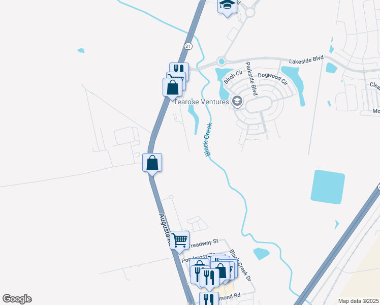map of restaurants, bars, coffee shops, grocery stores, and more near 203 Magnolia Boulevard in Port Wentworth
