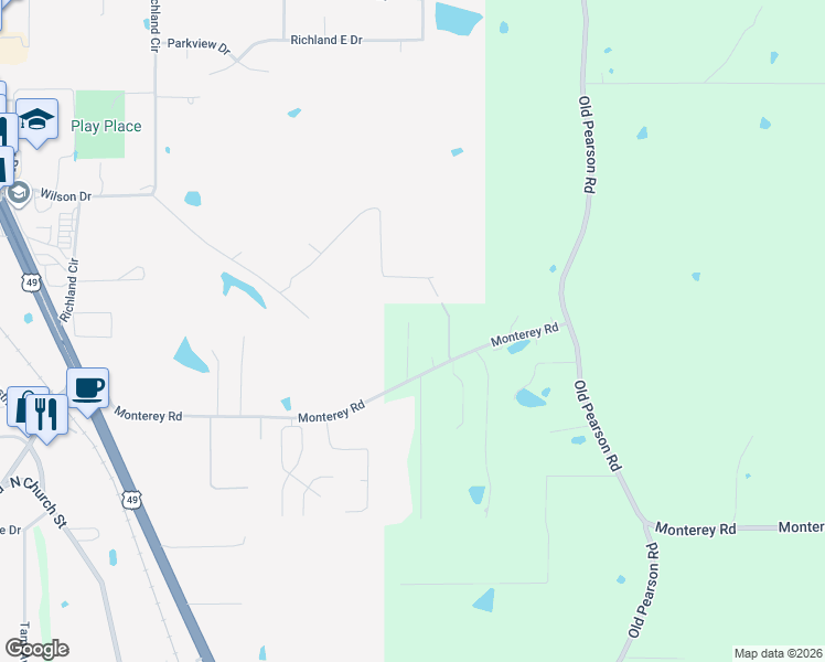 map of restaurants, bars, coffee shops, grocery stores, and more near 453 Monterey Road in Richland