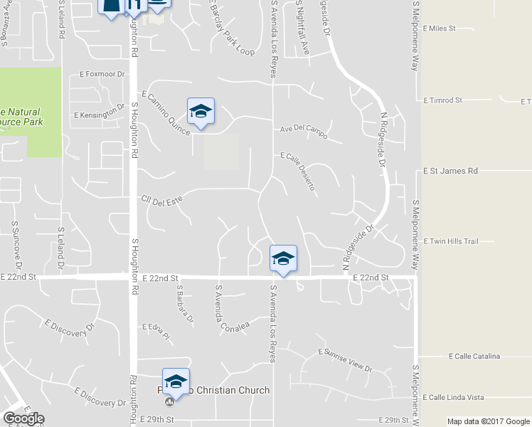 map of restaurants, bars, coffee shops, grocery stores, and more near 931 South Avenida Los Reyes in Tucson