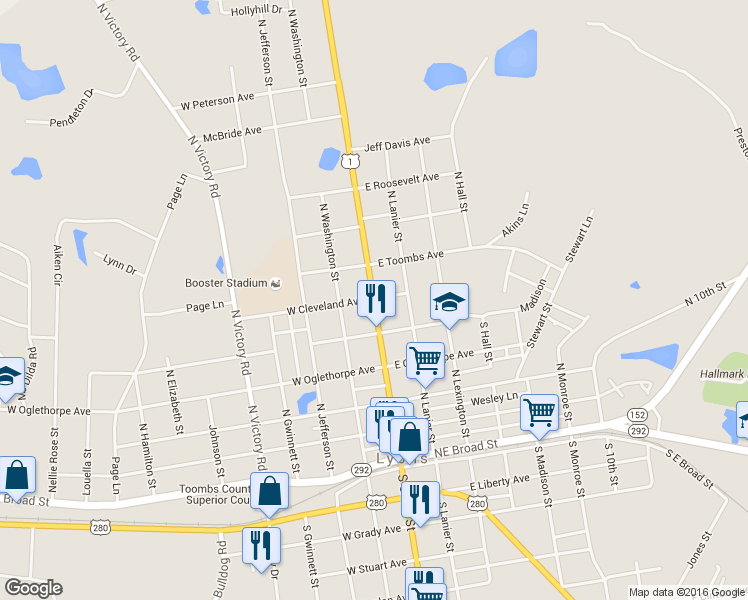 map of restaurants, bars, coffee shops, grocery stores, and more near 296 North State Street in Lyons
