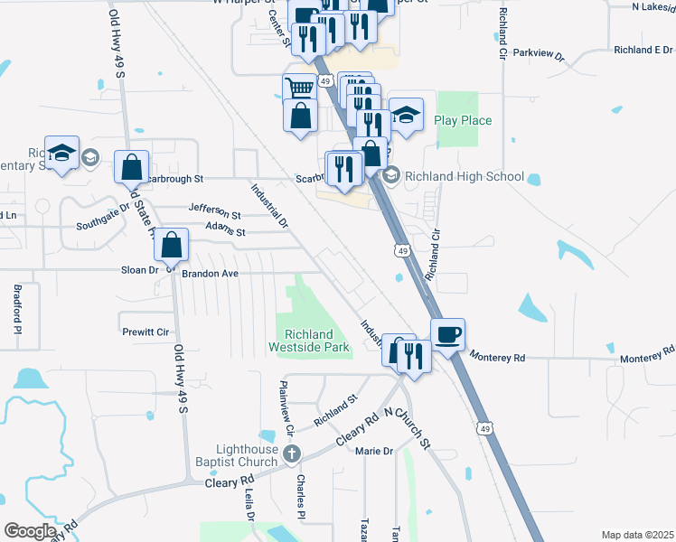 map of restaurants, bars, coffee shops, grocery stores, and more near 1223 Chapelridge Drive in Richland