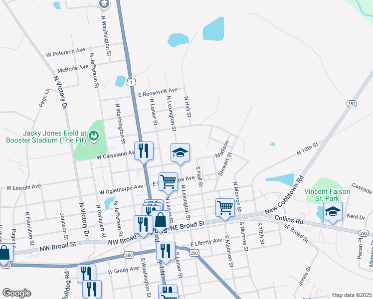 map of restaurants, bars, coffee shops, grocery stores, and more near 298 North Lexington Street in Lyons