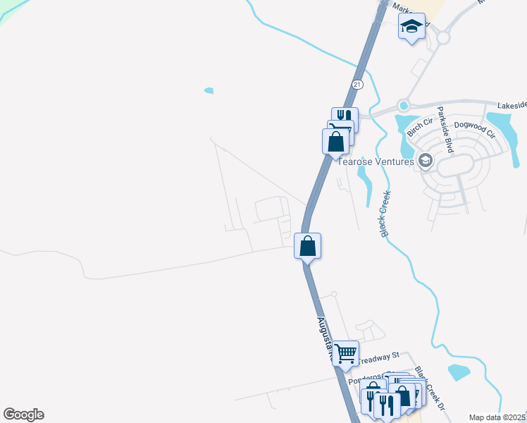 map of restaurants, bars, coffee shops, grocery stores, and more near 204 Grant Road in Savannah