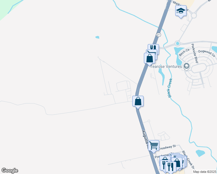 map of restaurants, bars, coffee shops, grocery stores, and more near 204 Grant Road in Savannah