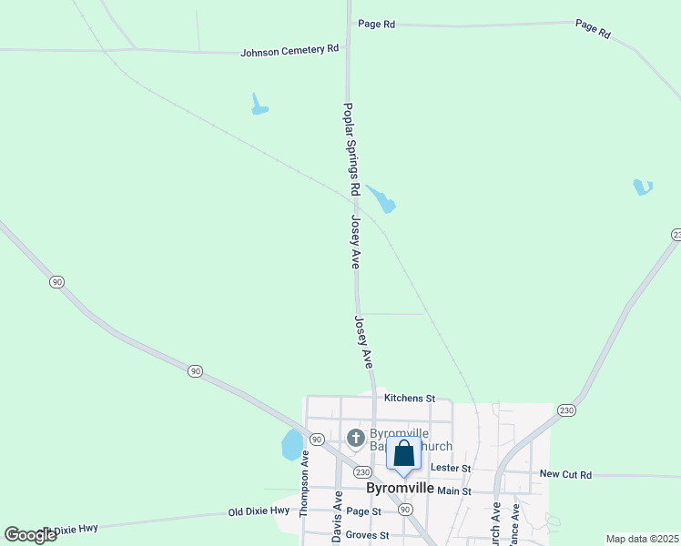 map of restaurants, bars, coffee shops, grocery stores, and more near 7890 Josey Avenue in Byromville