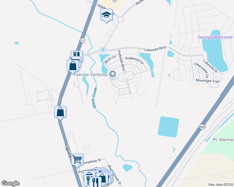 map of restaurants, bars, coffee shops, grocery stores, and more near 6 Cherry Street in Savannah