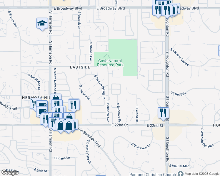 map of restaurants, bars, coffee shops, grocery stores, and more near 820 South Bay Beach Lane in Tucson