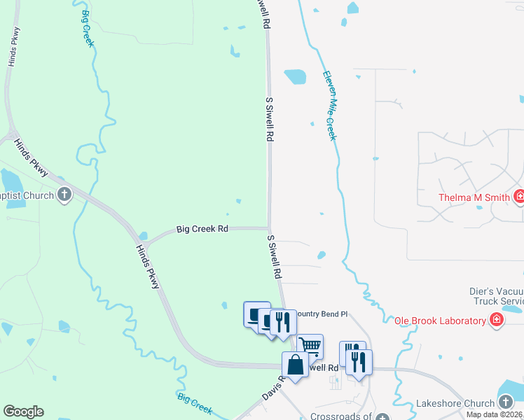 map of restaurants, bars, coffee shops, grocery stores, and more near 6675 S Siwell Rd in Jackson