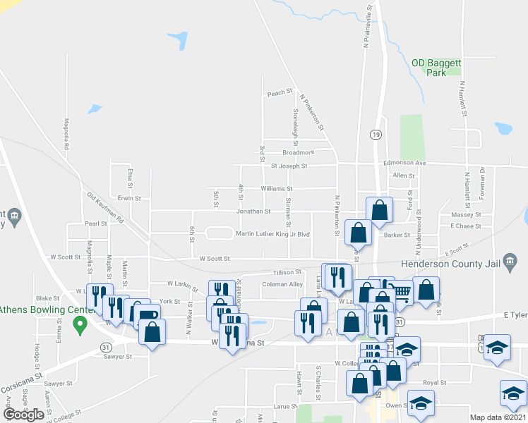 map of restaurants, bars, coffee shops, grocery stores, and more near 700 3rd Street in Athens