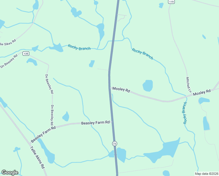 map of restaurants, bars, coffee shops, grocery stores, and more near Mosley Road in Claxton