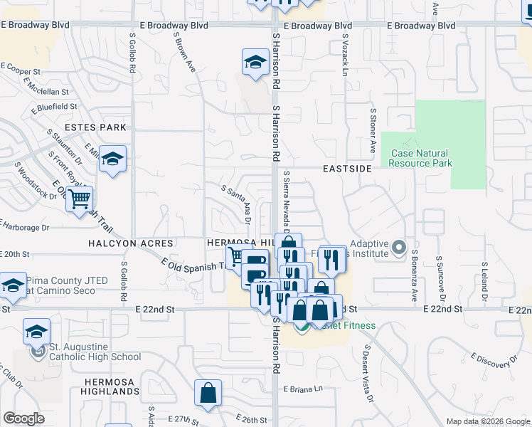 map of restaurants, bars, coffee shops, grocery stores, and more near 780 South Cll Del Sol in Tucson