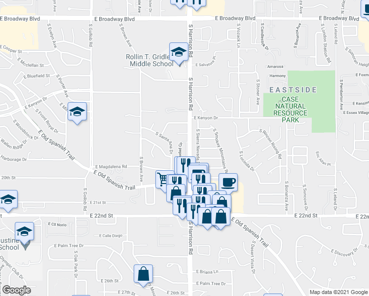 map of restaurants, bars, coffee shops, grocery stores, and more near 780 South Cll Del Sol in Tucson