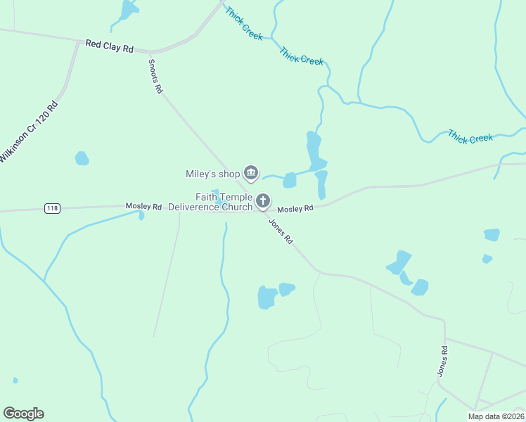 map of restaurants, bars, coffee shops, grocery stores, and more near Mosley Road in Claxton