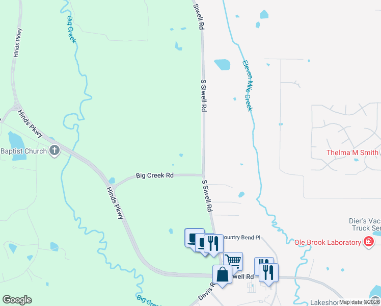 map of restaurants, bars, coffee shops, grocery stores, and more near 6675 South Siwell Road in Jackson