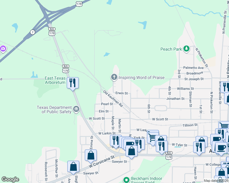 map of restaurants, bars, coffee shops, grocery stores, and more near 896 Erwin Street in Athens