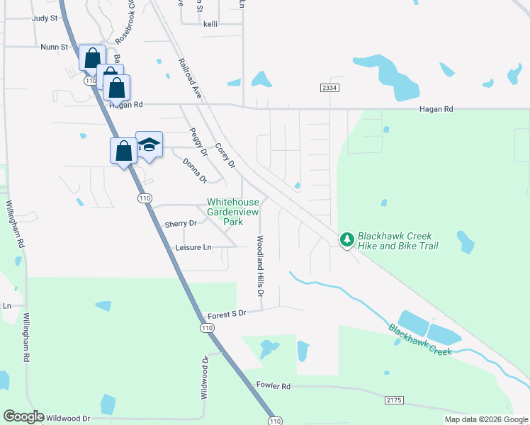 map of restaurants, bars, coffee shops, grocery stores, and more near 1300 Woodland Hills Drive in Whitehouse