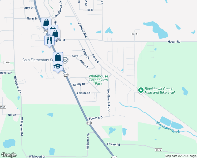 map of restaurants, bars, coffee shops, grocery stores, and more near 218 Gardenview Street in Whitehouse