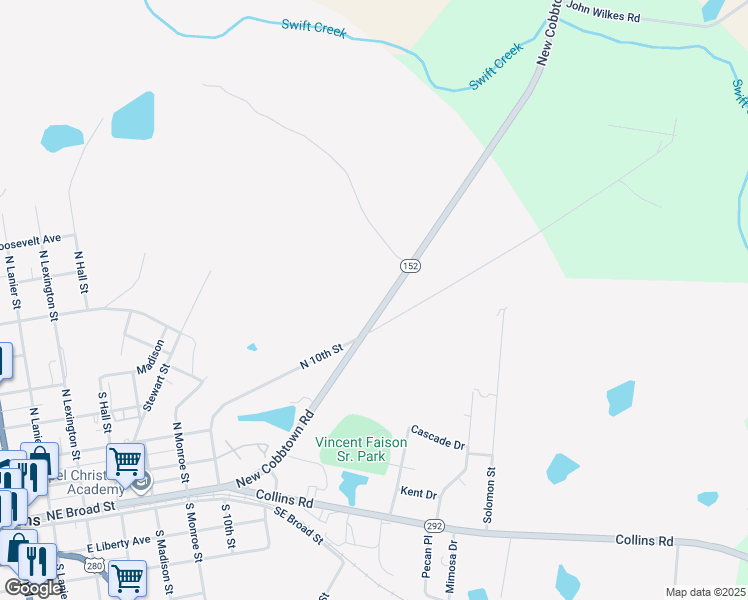map of restaurants, bars, coffee shops, grocery stores, and more near 277 Georgia 152 in Lyons