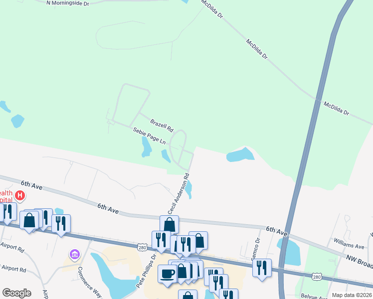 map of restaurants, bars, coffee shops, grocery stores, and more near 160 Cecil Anderson Road in Vidalia